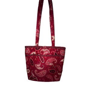 Vera Bradley Tote Mesa Red Paisley Quilted Shoulder Tote Bag 14" x 13.5" Retired